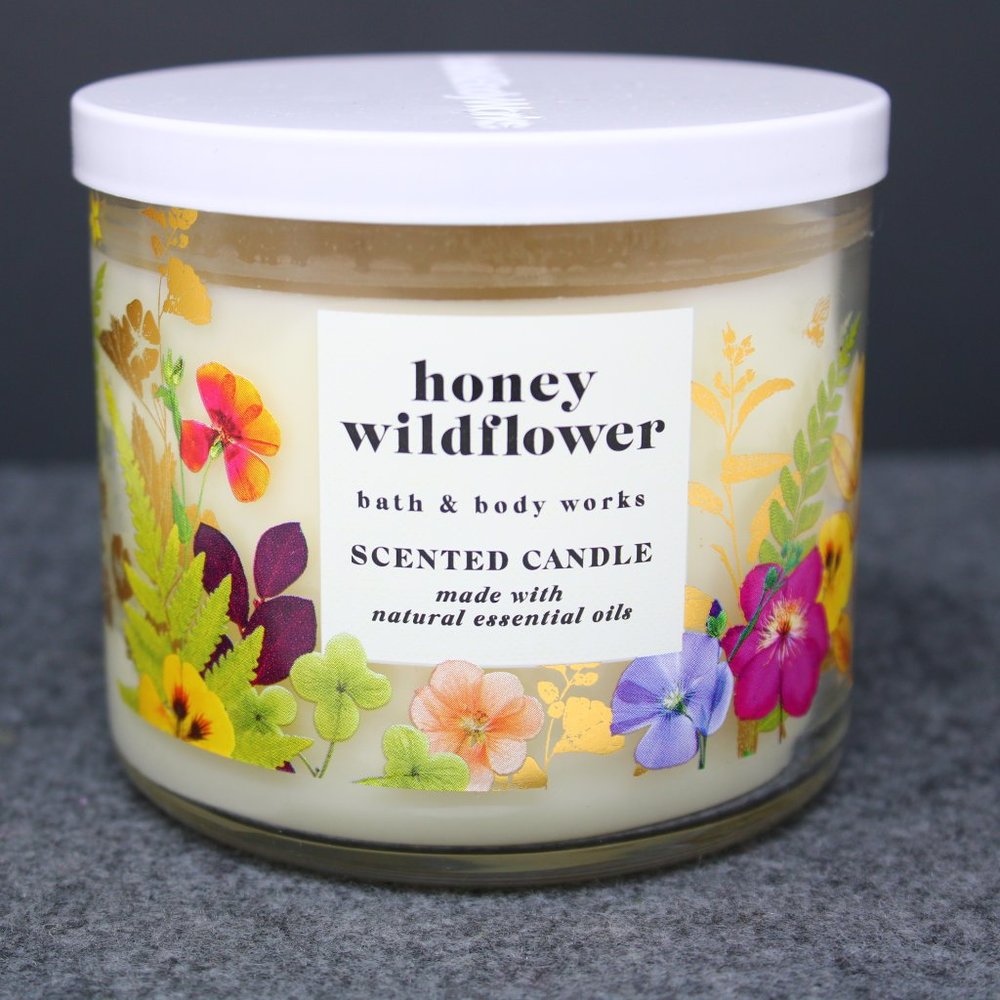 NWT HONEY WILDFLOWER Bath and Body Works 3-Wick Candle 14.5oz